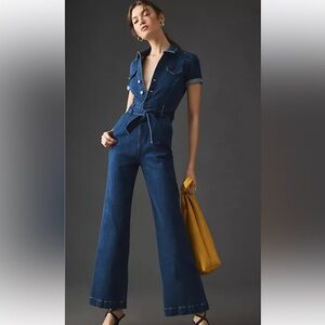 PAIGE Anessa short-sleeve denim jumpsuit in Size 0. Worn twice.